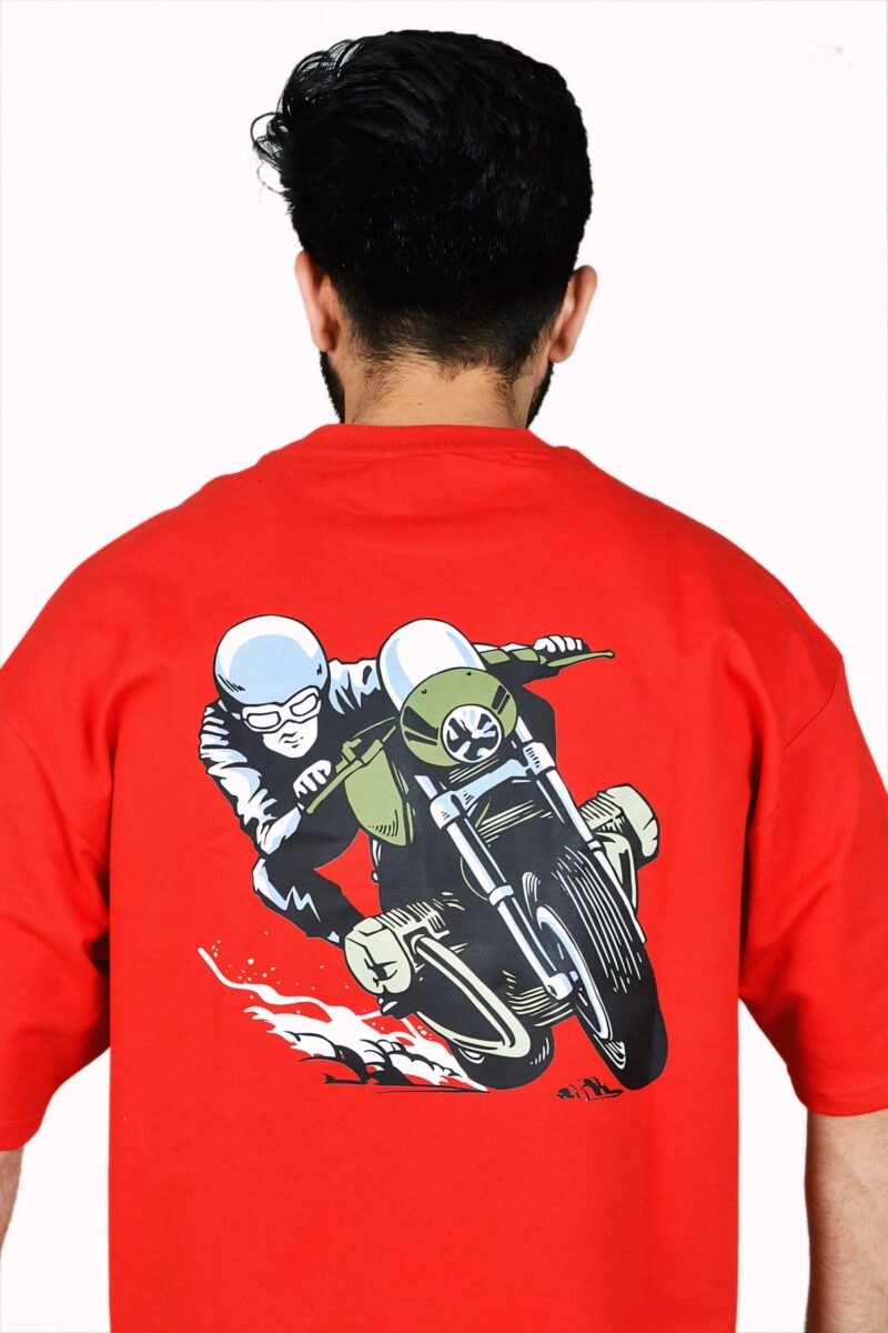 Wottowear Oversized Men’s Printed Cafe Racer Club T-Shirt – 100% Cotton | 240 GSM