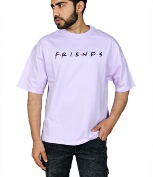 Wottowear Oversized Men’s Printed Friends Round Neck T-Shirt – 100% Cotton | 240 GSM