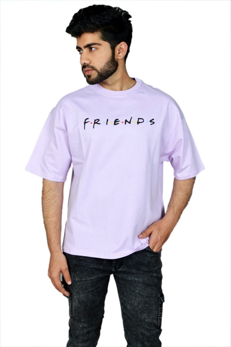 Wottowear Oversized Men’s Printed Friends Round Neck T-Shirt – 100% Cotton | 240 GSM