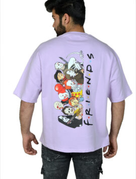 Wottowear Oversized Men’s Printed Friends Round Neck T-Shirt – 100% Cotton | 240 GSM