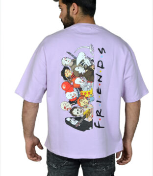 Wottowear Oversized Men’s Printed Friends Round Neck T-Shirt – 100% Cotton | 240 GSM