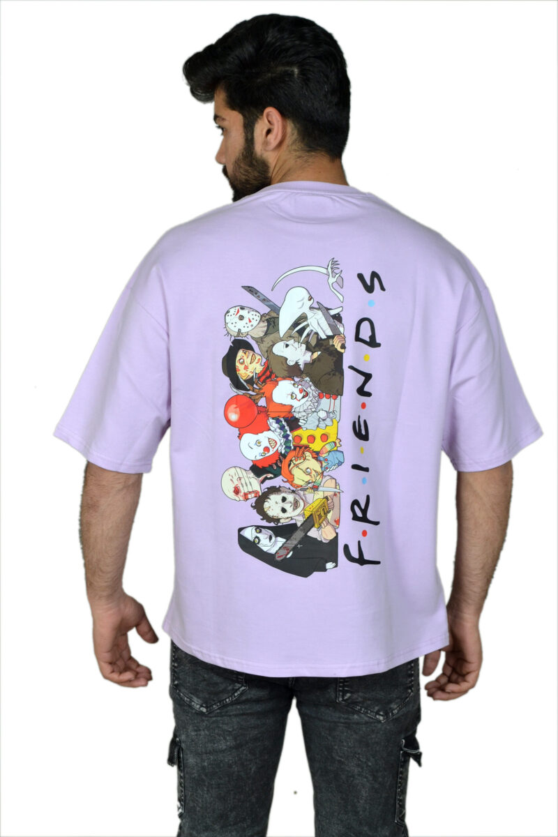 Wottowear Oversized Men’s Printed Friends Round Neck T-Shirt – 100% Cotton | 240 GSM