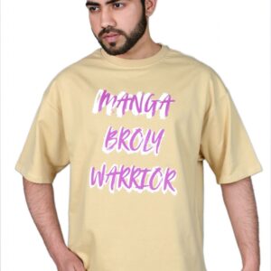 Wottowear Oversized Men’s Printed Manga Broly Warrior T-Shirt – 100% Cotton | 240 GSM