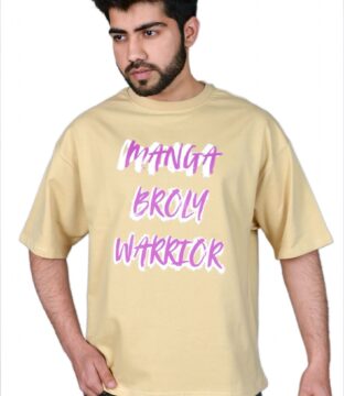 Wottowear Oversized Men’s Printed Manga Broly Warrior T-Shirt – 100% Cotton | 240 GSM