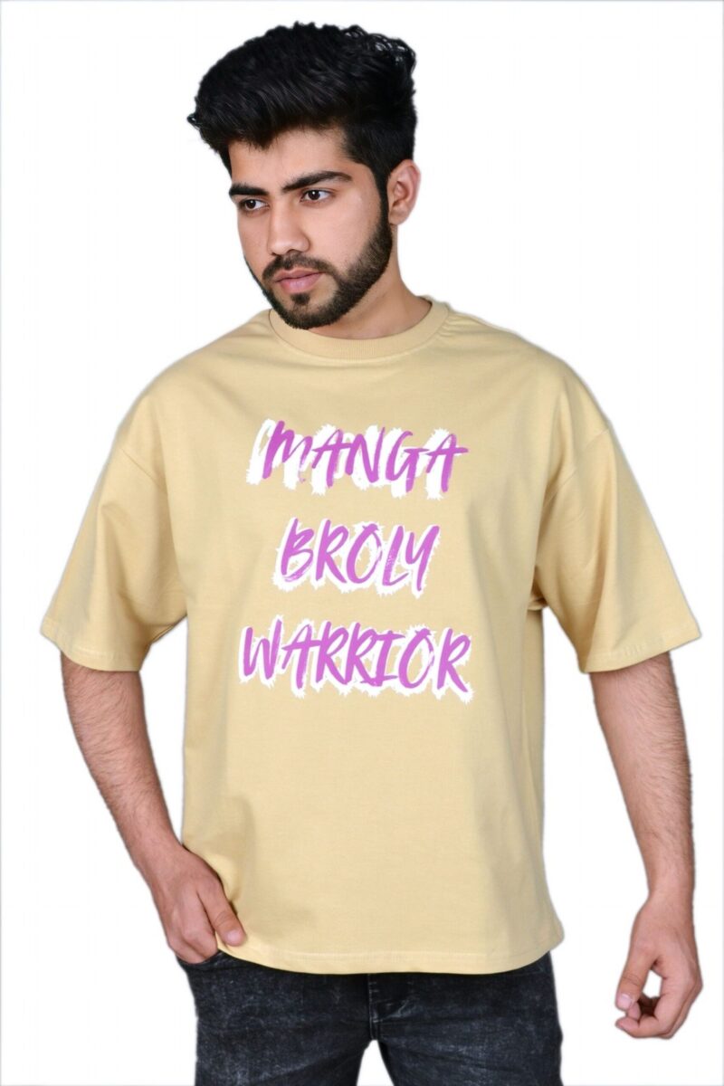 Wottowear Oversized Men’s Printed Manga Broly Warrior T-Shirt – 100% Cotton | 240 GSM