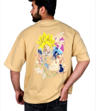 Wottowear Oversized Men’s Printed Manga Broly Warrior T-Shirt – 100% Cotton | 240 GSM