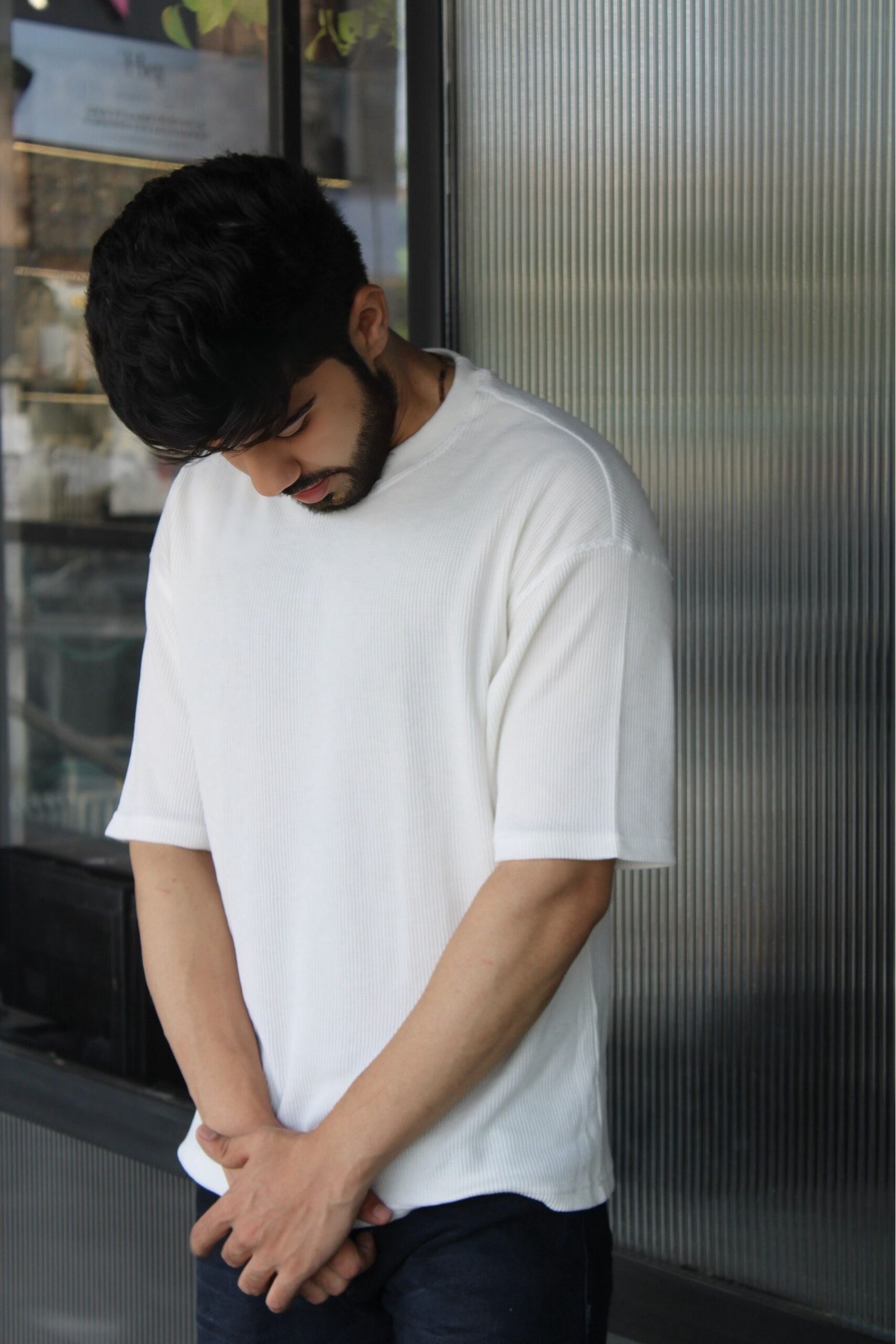 Wottowear Oversized Unisex Waffle T-Shirt – Black & White