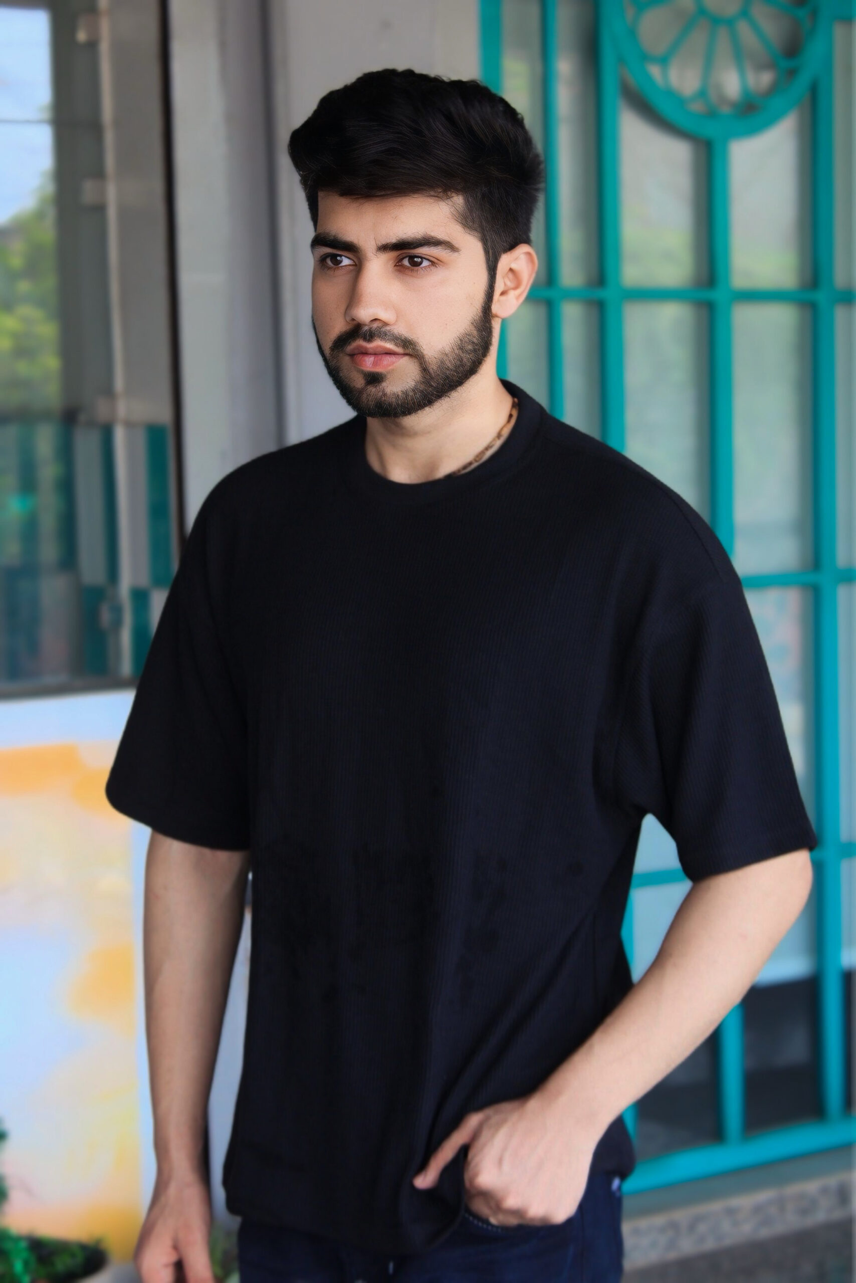 Wottowear Oversized Unisex Waffle T-Shirt – Black & White